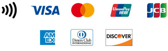 Airペイ,VISA,Mastercard®,UnionPay（銀聯）,JCB,American Express®,Diners Club,Discover
